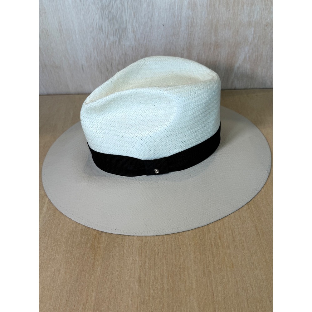 Biuriful Hat Size S White Ecru Straw Panama Fedora Wide Brim Summer Beach Resort